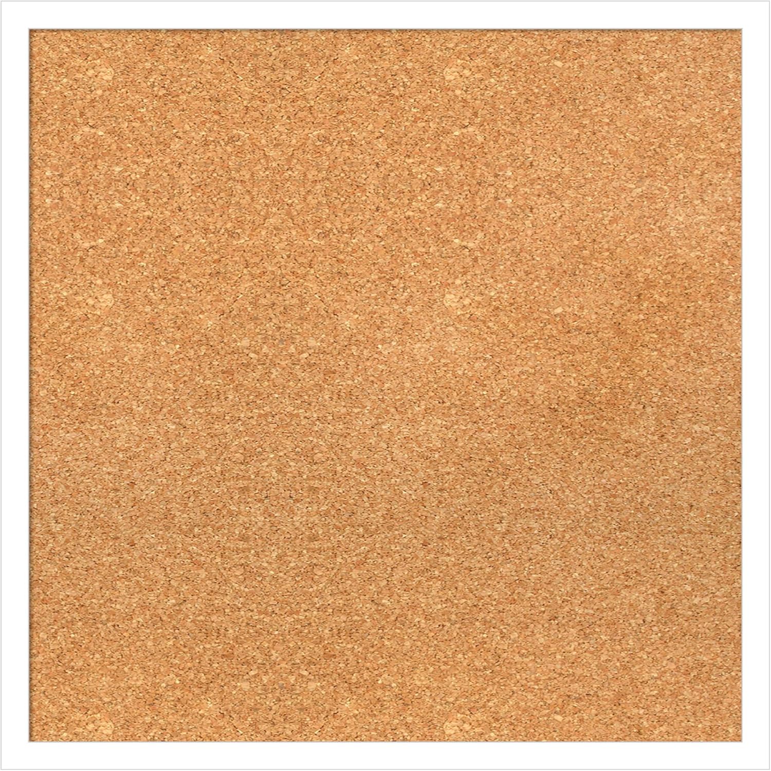 Amanti Art Natural Cork Board for Wall, 21x21 Vision Board with White Frame, Medium Corkboard Office Decor for Home Organization, Modern Corkboard Pinboard to Display Items for Home Organization in