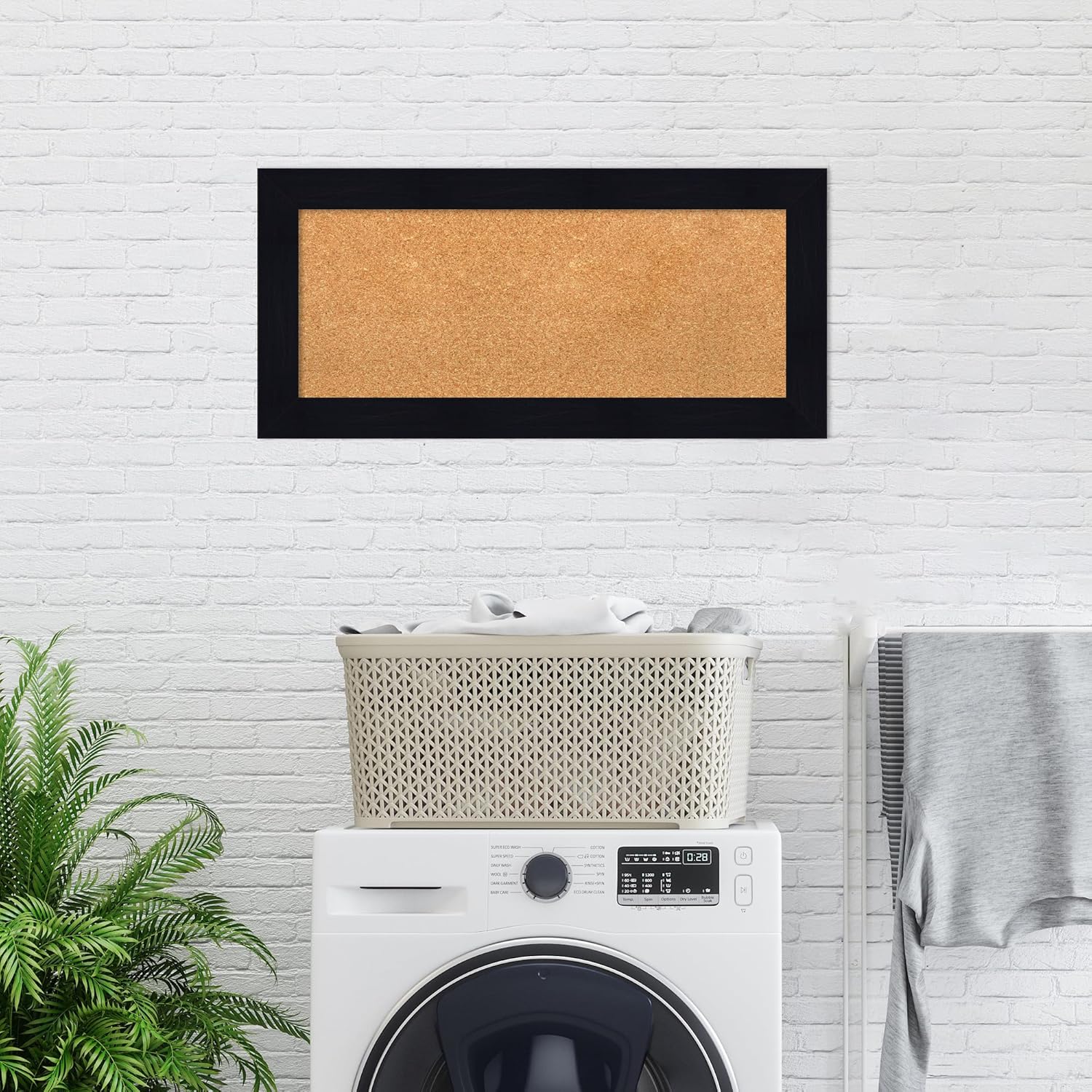 Amanti Art Natural Cork Board for Wall, 16x34 Vision Board with Blue Wood Frame, Medium Corkboard Office Decor for Home Organization, Country Rustic Corkboard Pinboard to Display Items for Home