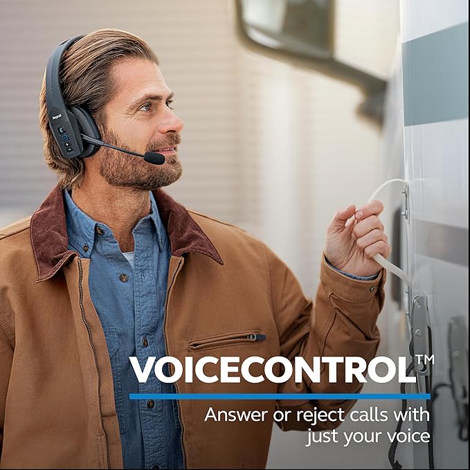 BlueParrott B450-XT Mono Bluetooth Wireless Headphones 96% Noise Canceling Over Head Trucker Headset with Mic, All Day Comfort Padded Headband, 300 ft. Wireless Range, 24 hrs. Talk Time, Black