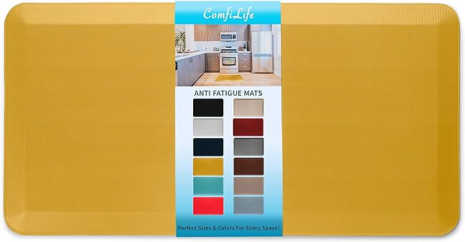 ComfiLife Anti Fatigue Floor Mat – 3/4 Inch Thick Kitchen Mats for Floor, Standing Desk Mat, Kitchen Rug – Comfort at Home, Office – Durable – Stain Resistant – Non-Slip Bottom (20" x 39", Mustard)