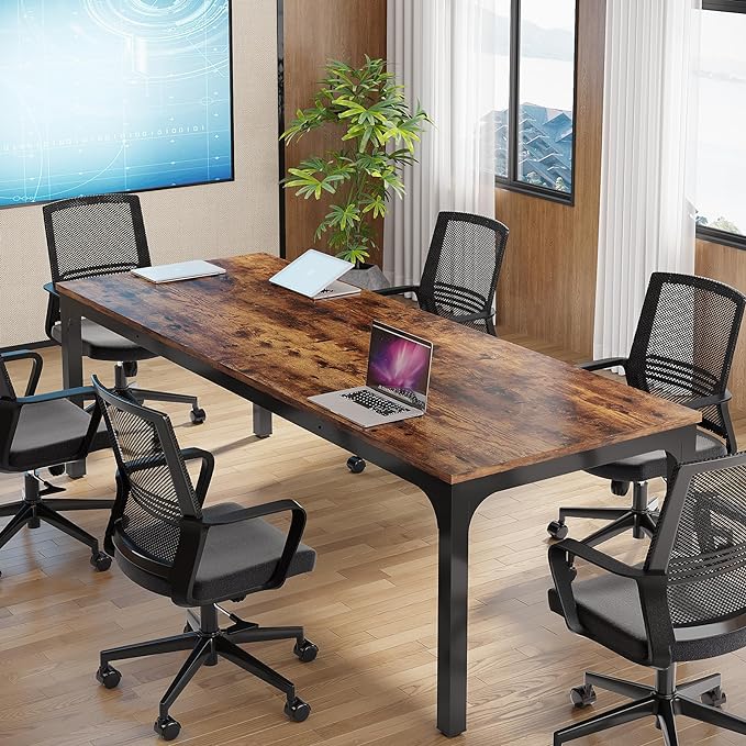Tribesigns 6.5FT Conference Table, 78.7 Inche Rectangle Meeting Seminar Table, Large Business Tables for 6-8 People (Only Table)