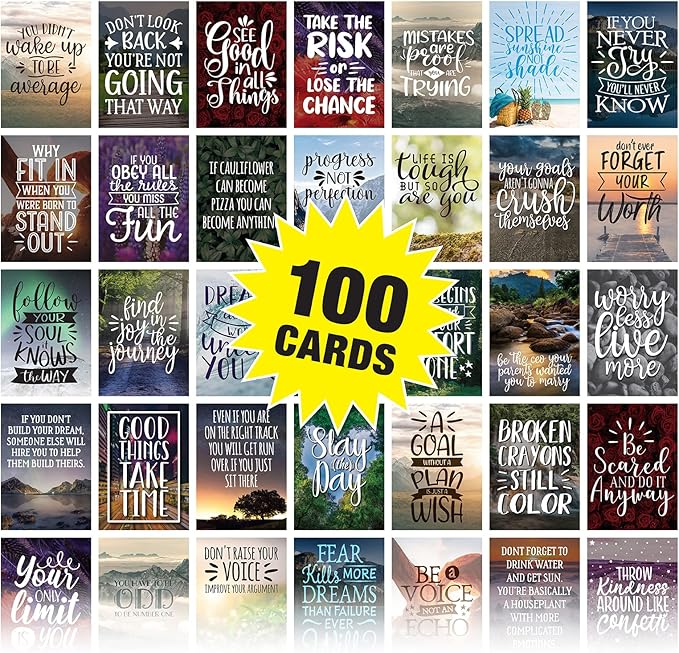 Motivational Cards: 100 Inspirational, Kindness, Motivational and Quote Cards. Business Card Size - 2.5x3.5 inches (Photography - Pack of 100)