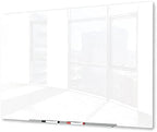 J&J worldwide Glass Whiteboard, Magnetic Brilliance White Glass Dry Erase Board 4' x 3' Imperforated, Frameless, Includes Markers, Magnets, Aluminum Marker Tray, Eraser for Wall, Office, Home