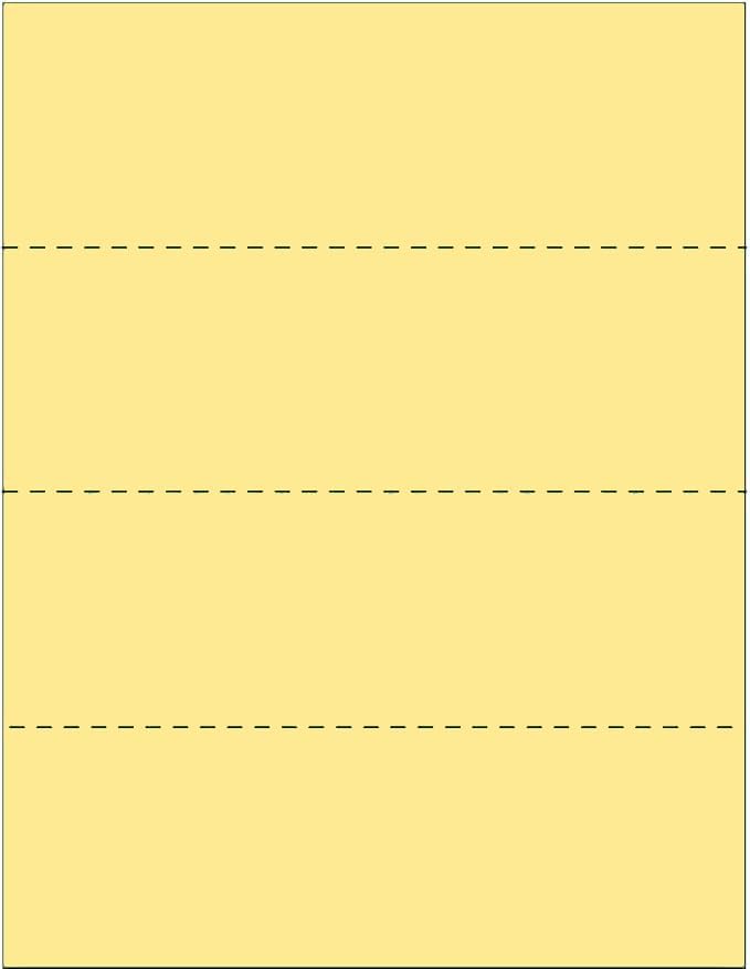 Limited Papers (TM) 8.5x11 Perforated Paper, 20/50 Pound, 75 GSM, Variety of Perforation Sizes and Colors, for Forms, Tickets, Postcards, Business Cards. (Buff, 4 up - horizontal every 2.75")