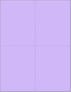 Limited Papers (TM) 8.5x11 Perforated Paper, 20/50 Pound, 75 GSM, Variety of Perforation Sizes and Colors, for Forms, Tickets, Postcards, Business Cards. (Lavender/orchid, 4 up – 1 Hor. & 1 Ver.)