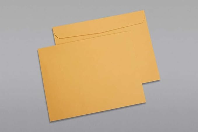 Limited Papers (TM) Booklet Envelopes, (Open Side) Brown Kraft, Gummed Seal, 28 Pound, Heavyweight, For Mailing And More. (500, 9 x 12)