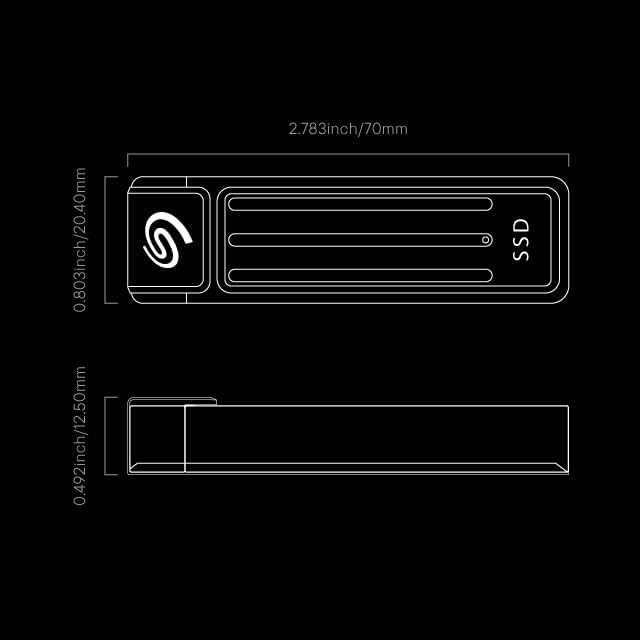 Seagate Ultra Compact 2TB, Portable SSD, 1000MB/s, USB-C, USB 3.2 Gen2, IP54 Water Dust and 3m Drop Resistant, Windows/Mac/iPhone/iPad/Android Phone/Tablet/PS4/PS5/Xbox Compatibility (STMX2000400)