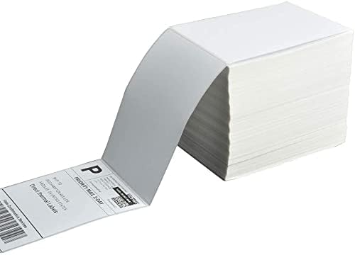 FungLam 4" x 6" Direct Thermal Shipping Labels - Pack of 500 Fanfold Labels - White Perforated, Permanent-Adhesive, Compatible Zebra & Rollo Thermal Label Printer