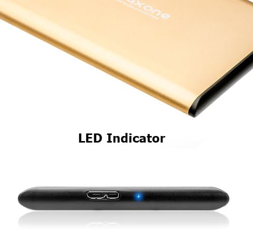 Maxone 160GB External Hard Drive Portable 2.5'' Ultra Slim HDD Storage USB 3.0 Compatible with PC, Laptop, Gold