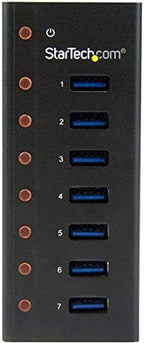 StarTech.com 7 Port USB 3.0 Hub (5 Gbps) - Metal Enclosure - Desktop or Wall Mountable - Rugged & industrial Powered USB Expander and Splitter Hub (ST7300U3M)