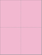 Limited Papers (TM) 8.5x11 Perforated Paper, 20/50 Pound, 75 GSM, Variety of Perforation Sizes and Colors, for Forms, Tickets, Postcards, Business Cards. (Pink, 4 up – 1 Hor. & 1 Ver.)