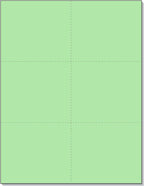 Limited Papers (TM) 8.5x11 Perforated Paper, 20/50 Pound, 75 GSM, Variety of Perforation Sizes and Colors, for Forms, Tickets, Postcards, Business Cards. (Green, 6 up)