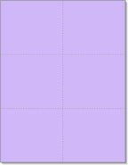 Limited Papers (TM) 8.5x11 Perforated Paper, 20/50 Pound, 75 GSM, Variety of Perforation Sizes and Colors, for Forms, Tickets, Postcards, Business Cards. (Lavender/orchid, 6 up)