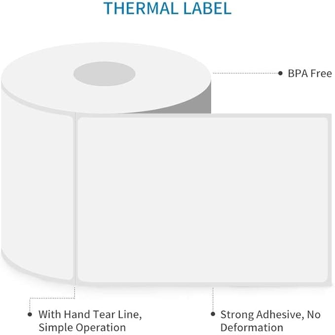 L LIKED 4 Rolls 4" x 6" Direct Blank Thermal Shipping Labels with 450 per Roll - Compatible with Zebra 2844 ZP-450 ZP-500 ZP-505 (4 Rolls - 1800 Labels)