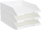 Stockroom Plus Paper Trays for Classroom - 4 Pack, White, 10 x 13.5 x 2.5 in - Desk Organizer Stacking Trays for Classroom Organization & Office Document Storage
