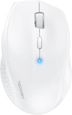 TECKNET Bluetooth Mouse, 4800 DPI Wireless Mouse, 2-Year Battery 6 Adjustable DPI, 6 Buttons Compatible with Laptop/Windows/Computer - White