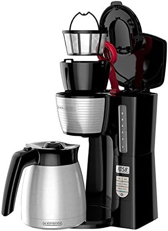 BLACK+DECKER 12-Cup Thermal Programmable Coffee maker, Brew Strength Selector, Auto-clean, Black and Silver