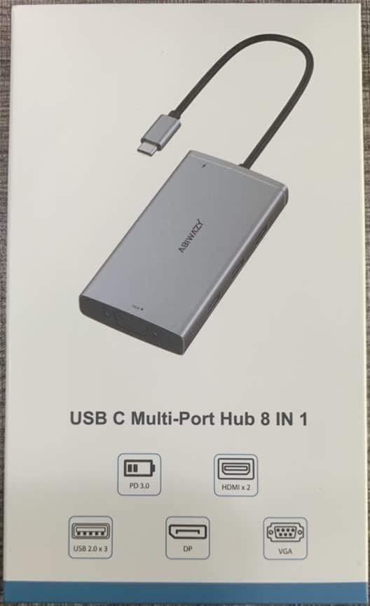 ABIWAZY USB C Docking Station Dual Monitor Adapter for Dell HP Laptop Docking Station 3 Monitors Quadruple Display USBC Hub Dongle to 4K HDMI,DP,VGA,3 USB2.0,100W PD, USB-C Dock for Lenovo,Surface