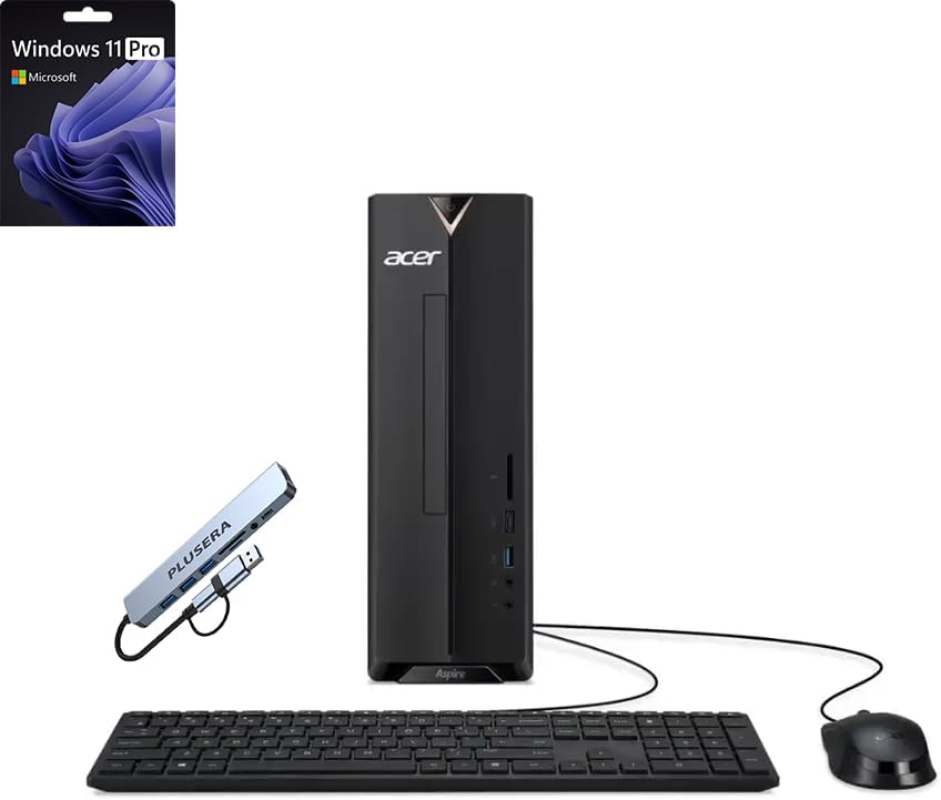 acer Aspire Desktop | 32GB RAM | 1.5TB Storage (1TB SSD+512GB Docking Station Set | Windows 11 Pro with Microsoft Office Trial | Dual-Core Intel Celeron | Keyboard & Mouse | Wi-Fi | Black