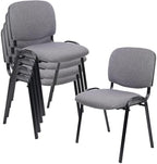 CLATINA Set of 5 Pack Waiting Room Chair Fabric Grey Stackable Chairs Metal Frame with Thickened Seat Back Cushion for Waiting Conference Room Guest Chairs