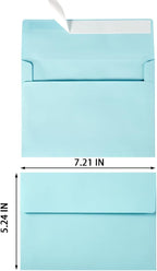 Wishop 100 Pack Light Blue A7 Envelopes Self-Adhesive 5x7 Envelopes for Invitations, 5x7 Greeting Cards (Light Blue, 5.24 x 7.21 Inches)