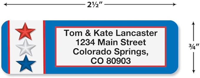 Colorful Images Star Spangled Patriotic Rolled Personalized Return Address Mailing Labels with Dispenser, Customize with Name & Shipping Address, 500 ¾” x 2½” Self Adhesive, Easy Peel Label Roll