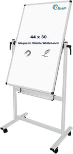 XBoard Whiteboard Mobile, 44x30inch Double Sided Magnetic Dry Erase Board on Wheels, Magnetic Portable Easel with Stand