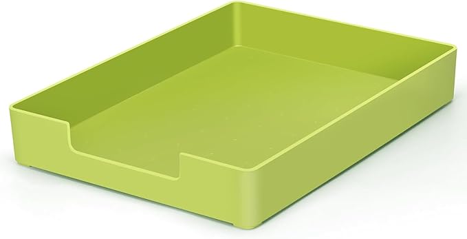 Letter-Size Tray, A4 Plastic Paper Holder File Organizer, Stackable Letter Tray for Office, School, Home Storage (Green)