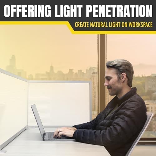 OBEX Polycarbonate Office Desk Mounted Privacy Screen Adjustable Table Top Panel Divider, Universal Aluminum Bracket-USA Made, 18" x 36", White