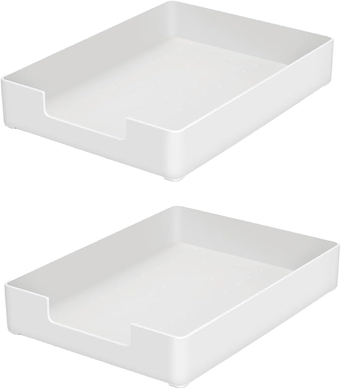 Desk Letter Tray, 2PCS A4 Size Plastic Stackable File Document Organizer, Office Desktop File Paper Holder, Book Storage Rack,Anti-Skid Stacking Support for Office Supplies (White)