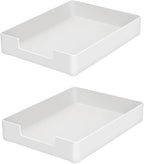 Desk Letter Tray, 2PCS A4 Size Plastic Stackable File Document Organizer, Office Desktop File Paper Holder, Book Storage Rack,Anti-Skid Stacking Support for Office Supplies (White)