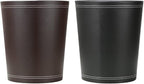 KINGFOM Classic Pu Leather Trash Can Wastebasket, Small Garbage Container Can for Bathrooms, Powder Rooms, Kitchens, Home, Office and and High Class Hotel Round Black