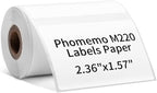 Phomemo 2.35"x 1.57" Thermal Sticker Label 180 Pcs/Roll Compatible with M220,M250,M260,M421,M221,M200 Label Printer, Strong Permanent Adhesive & Perforated, for Customer Mailer, Business Letter, Gift