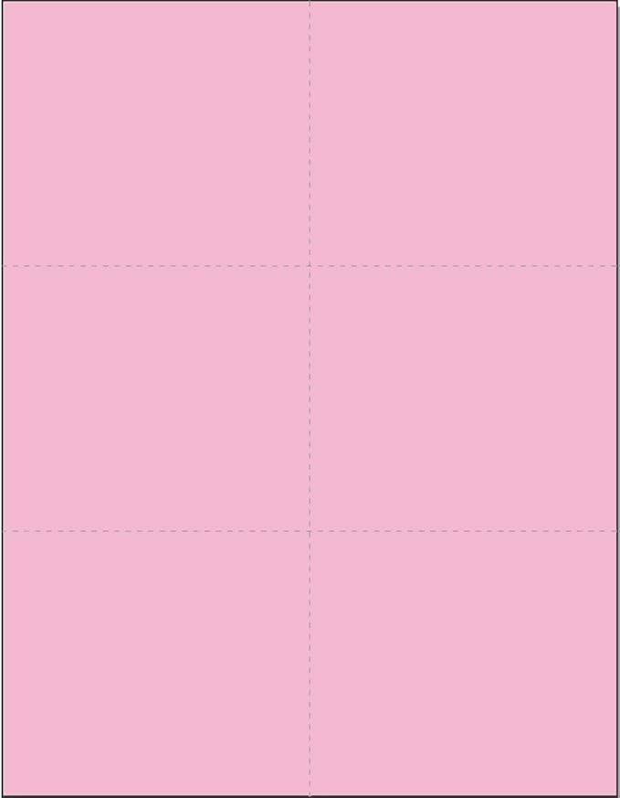 Limited Papers (TM) 8.5x11 Perforated Paper, 20/50 Pound, 75 GSM, Variety of Perforation Sizes and Colors, for Forms, Tickets, Postcards, Business Cards. (Pink, 6 up)