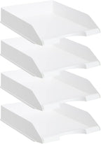 Stockroom Plus Paper Trays for Classroom - 4 Pack, White, 10 x 13.5 x 2.5 in - Desk Organizer Stacking Trays for Classroom Organization & Office Document Storage