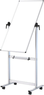 VIZ-PRO Double-sided Magnetic Mobile Whiteboard,48 x 24 Inches, Portrait Orientation,Aluminium Frame and Stand