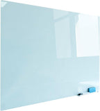 Magnetic Glass Whiteoard with Eraser 48" x 36" Frameless Tempered Glass Dry Erase Whiteboard with Marker Tray for Interactive Office, Wall Mounted Whiteboard (White)