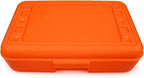 Craft County | Transparent Pencil Box | Colored Utility Box Storage Office Supplies Organizer | Orange