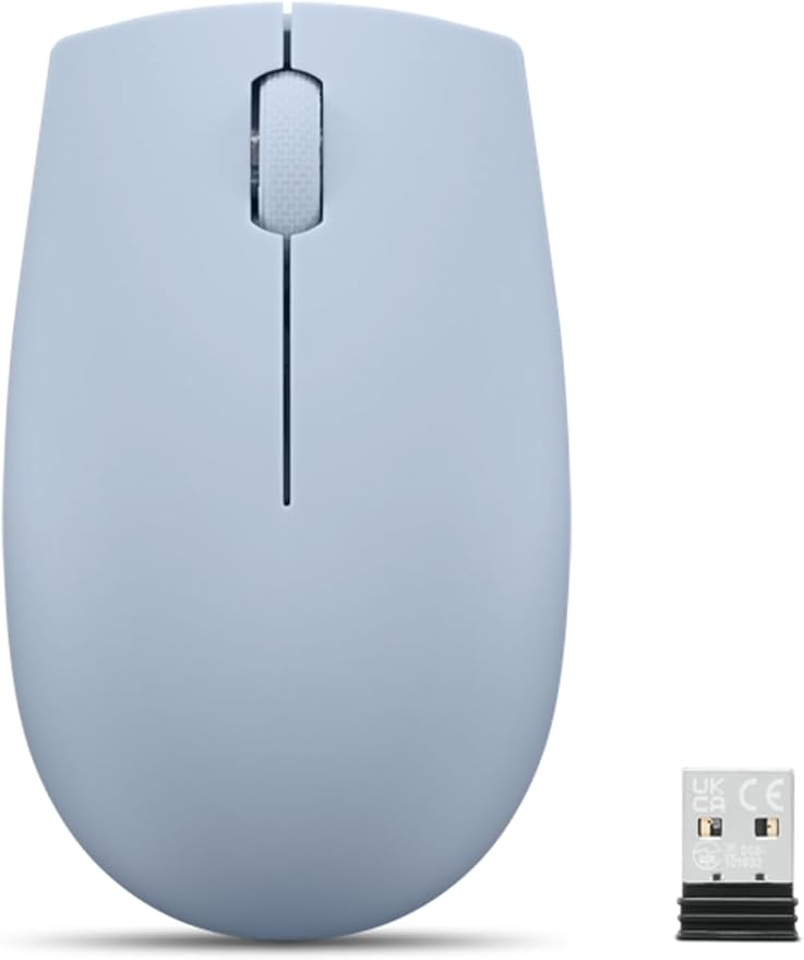 Lenovo 300 Wireless Mouse – Computer Mouse for PC, Laptop with Windows – Ambidextrous Design – 2.4 GHz Nano USB Receiver – 12 Month Battery Life