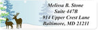 Festive Deer Designer Rolled Address Labels with Elegant Plastic Dispenser