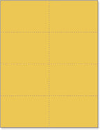 Limited Papers (TM) 8.5x11 Perforated Paper, 20/50 Pound, 75 GSM, Variety of Perforation Sizes and Colors, for Forms, Tickets, Postcards, Business Cards. (Gold, 8 up)