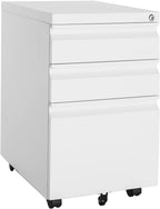 MIIIKO 3 Drawer File Cabinet, Rolling File Cabinet Under Desk, Metal Filing Cabinets for Home Office, Deep Drawers for Hanging Legal Letter Folders, Full Assembled Except Casters