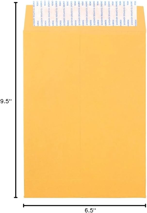 JAM PAPER 6 1/2 x 9 1/2 Open End Envelopes with Peel and Seal Closure - Brown Kraft Manila - Bulk 500/Box