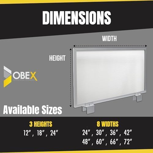 OBEX Screen Extender Polycarbonate Desk Privacy Panel & Divider for Office Cubicle, 24" x 66", Translucent