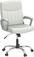 CLATINA Office Computer Desk Chair Executive Mid Back Chair Comfortable Ergonomic Managerial Chair Adjustable PU Leather Home Office Desk Chair Swivel, White 2PK