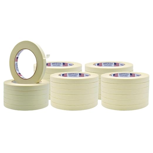 WOD MT5 Utility Grade Masking Tape, 1/2 inch x 60 yds. (Pack of 72) for Home or Office air-Dry Painting, Labeling, & Packing. Leaves no Residue