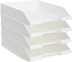 Stockroom Plus Paper Trays for Classroom - 4 Pack, White, 10 x 13.5 x 2.5 in - Desk Organizer Stacking Trays for Classroom Organization & Office Document Storage