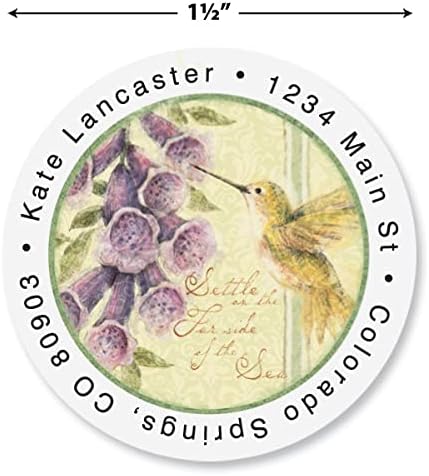 Colorful Images Hummingbirds Return Address Mailing Labels, Personalize with Name & Addresses, Set of 144 Self Adhesive, Easy Peel Flat Label Sheets, 1-½" Across, 4 Designs