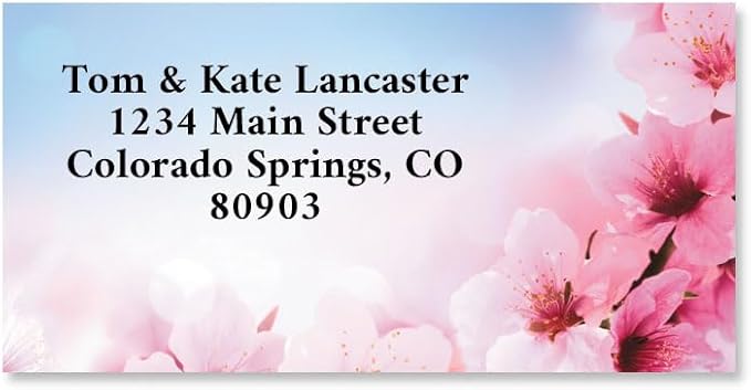 Colorful Images Peach Blossom Floral Return Address Mailing Labels, Personalize with Name & Address, Set of 144 Self Adhesive, Easy Peel Flat Label Sheets, Large, 1 Designs