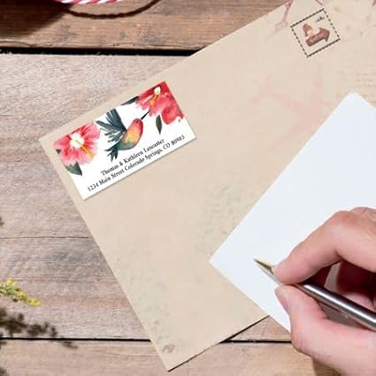 Spring Humming Personalized Deluxe Address Labels - Set of 144 (2 Designs), Self-Adhesive, Large Flat-Sheet Select Labels